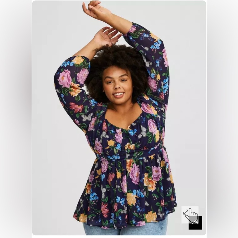 Torrid Navy Floral Blouse